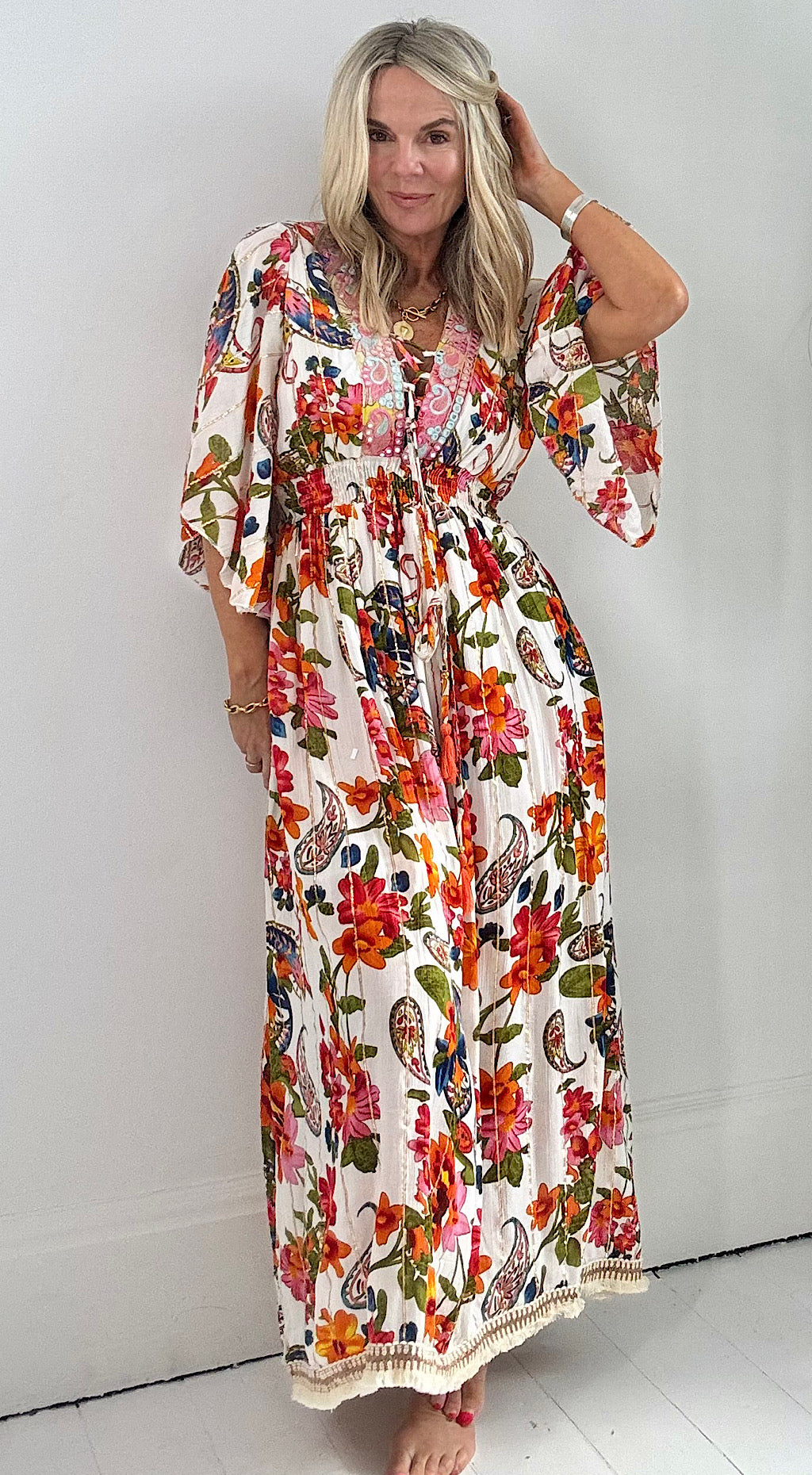 Floral white maxi dress