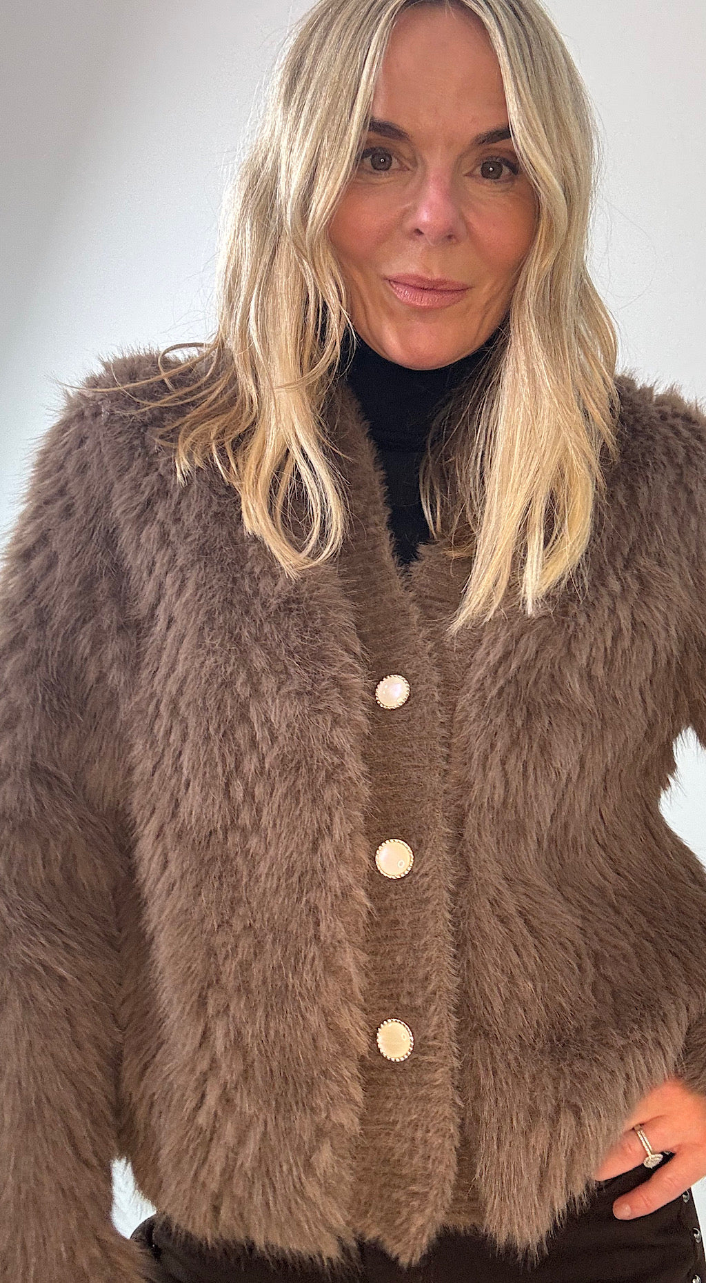 Fur Cardigan Coffee
