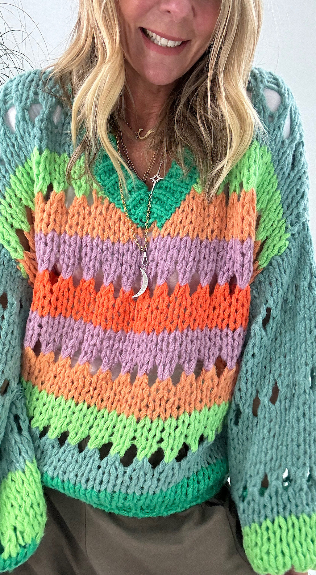 Multi-colour Fisherman Knit