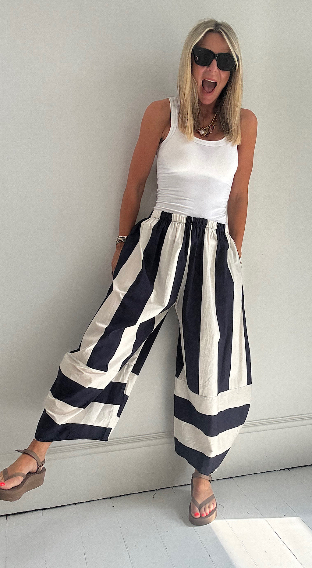 Barrel stripe pants