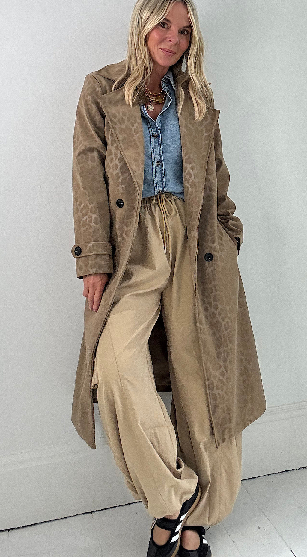 Trench Coat - muted leopard