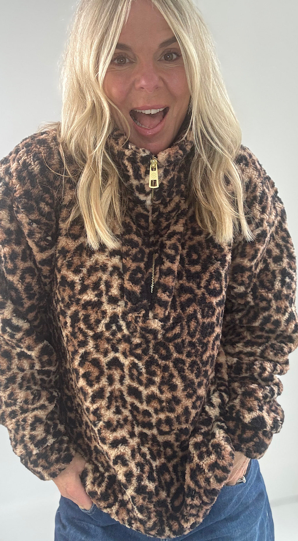 Leopard Half Zip Fleece