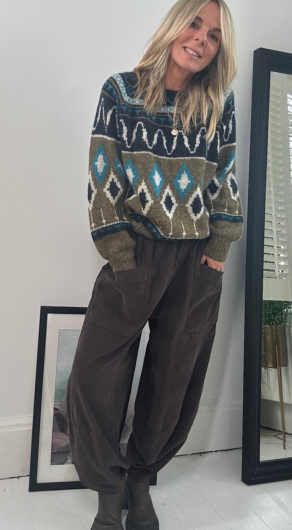 Pocket cocoon pant brown