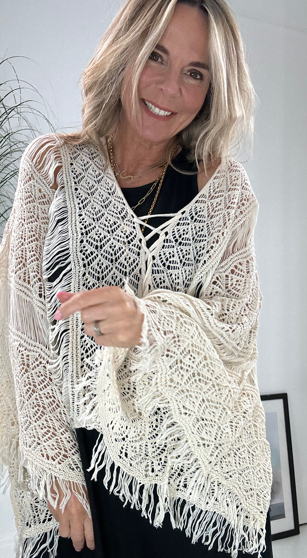 Cool crochet knit cream