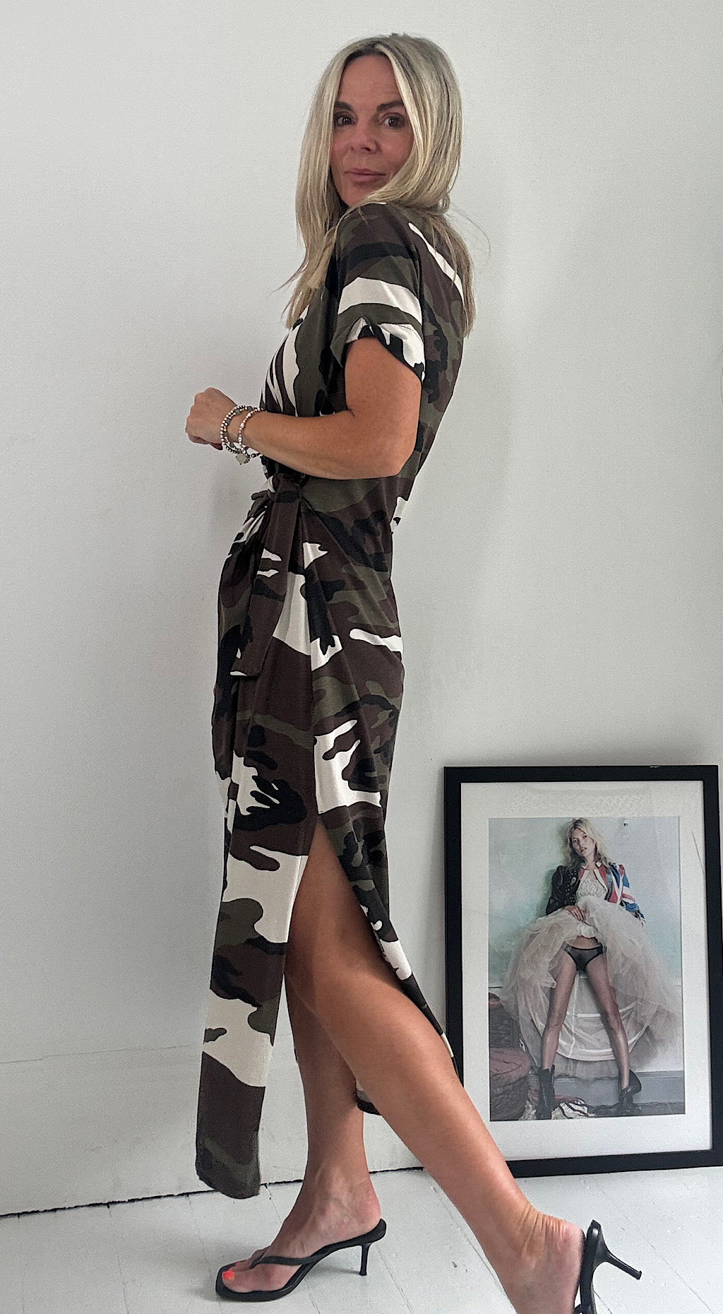 Camo tie side dress