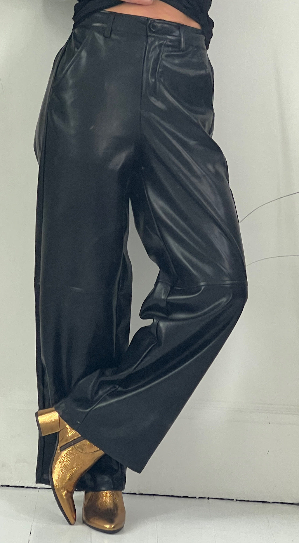 Vegan leather wide leg pants by Religion