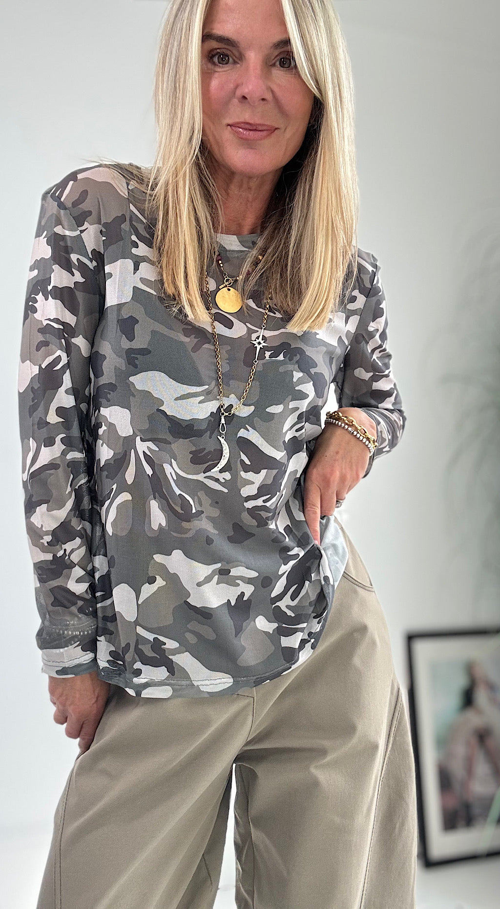 Camo Mesh Top