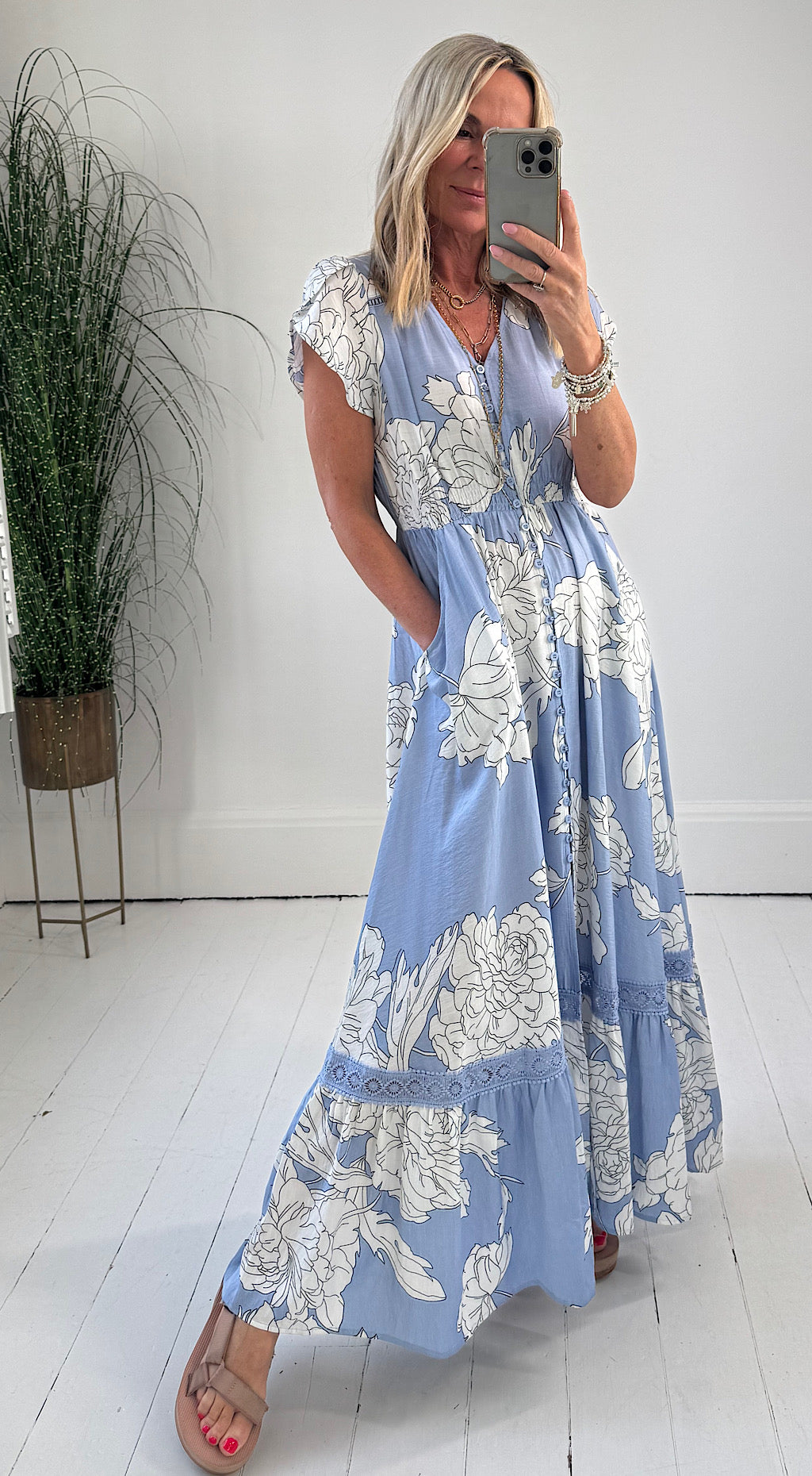 Stella Dress - blue floral