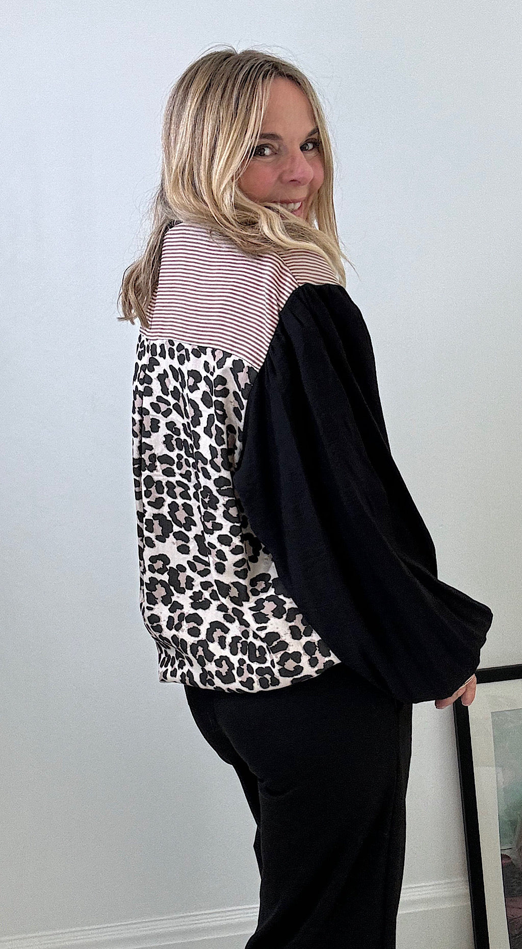 Leopard stripe shirt black