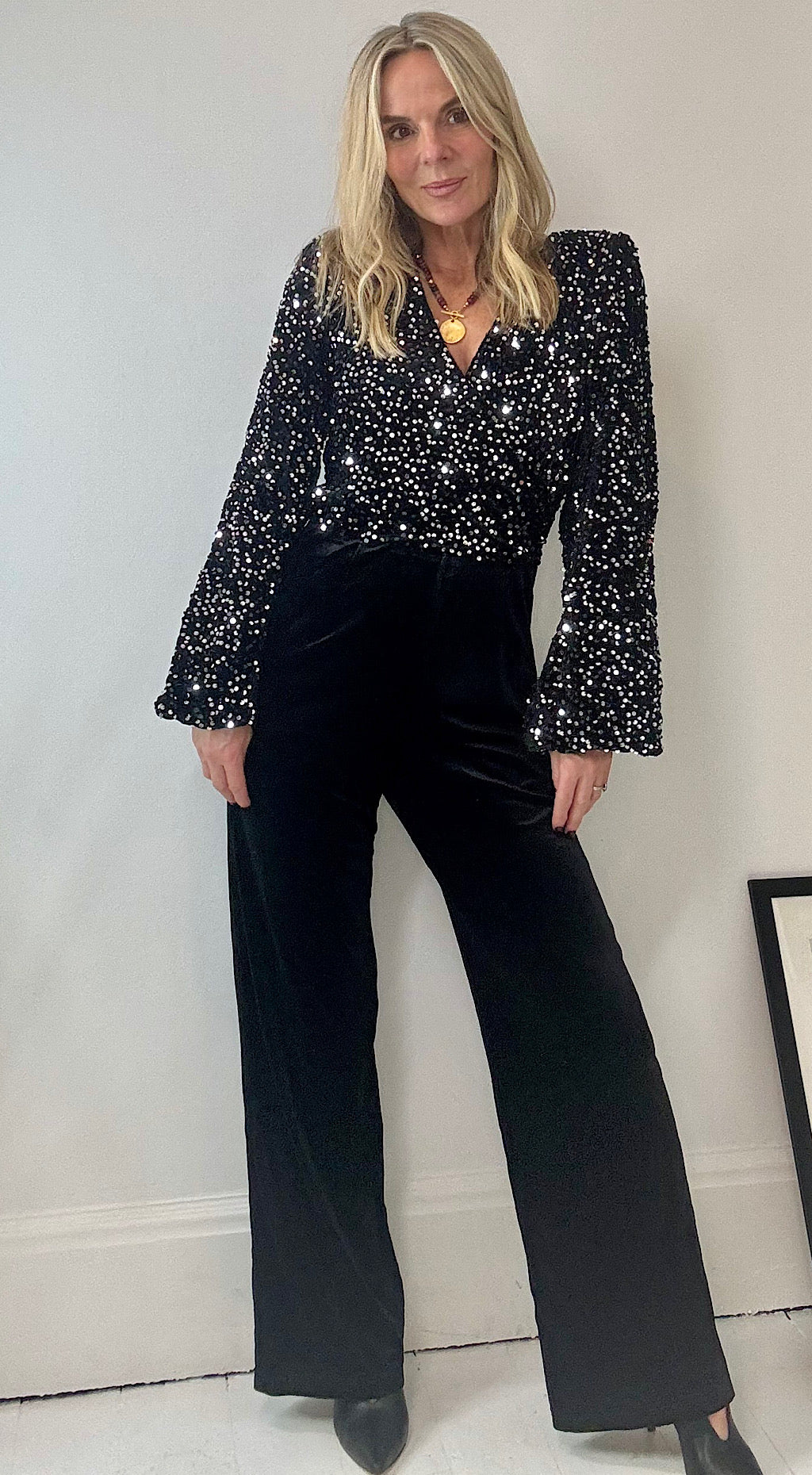 Sequin Velet Jumpsuit