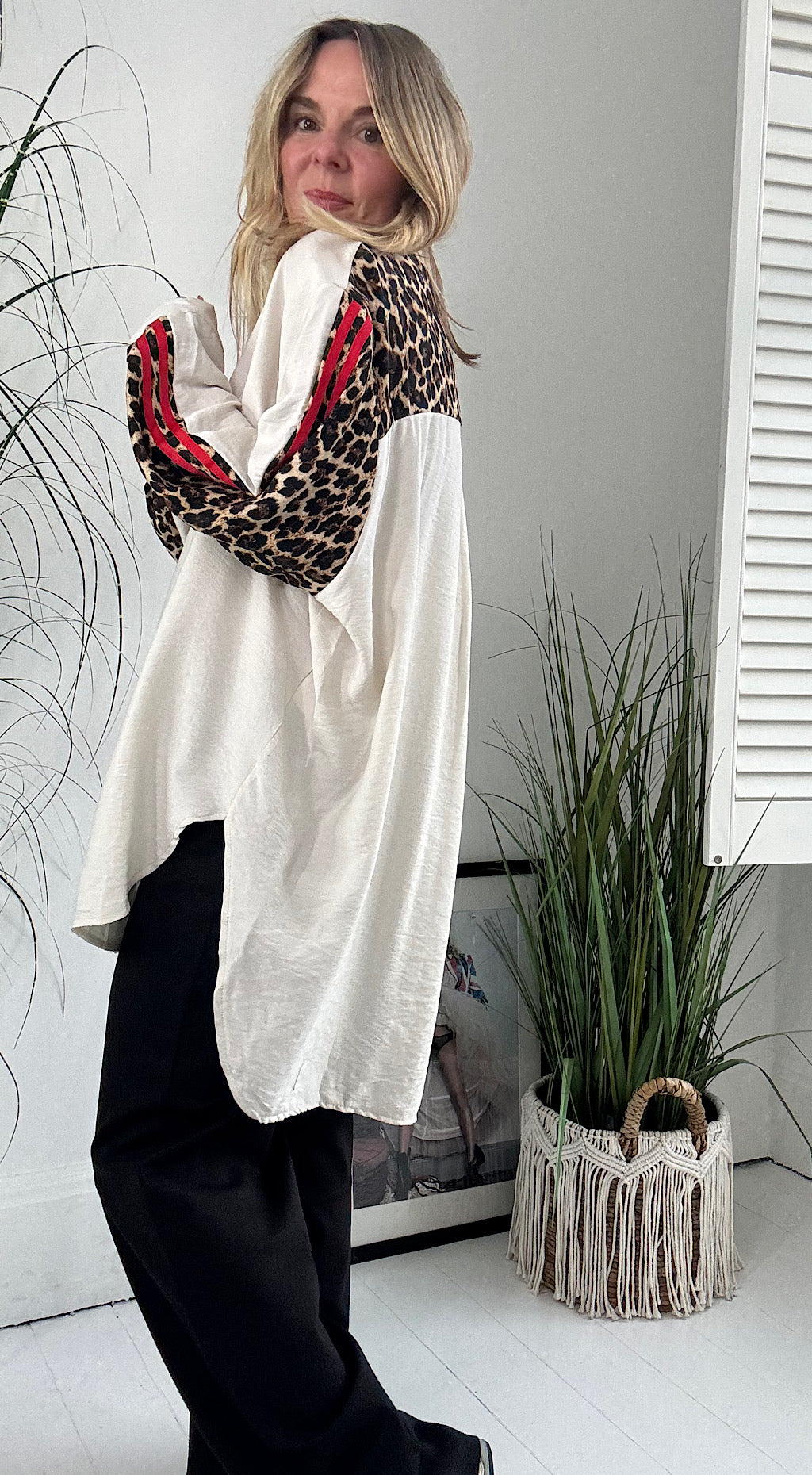 Oversized Leopard Stripe Shirt