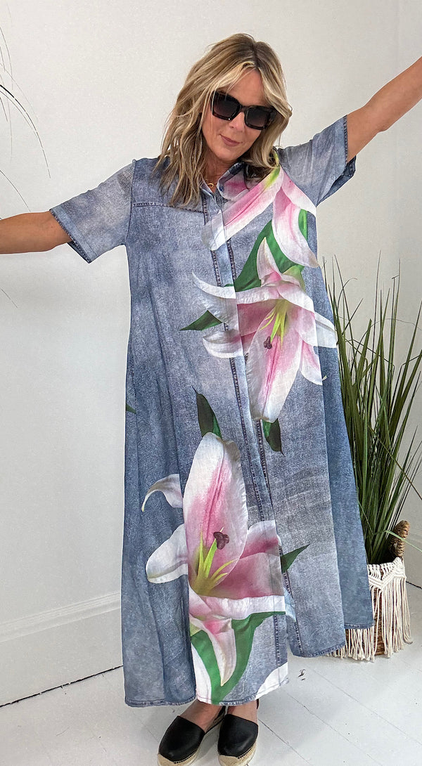 Orchid print dress