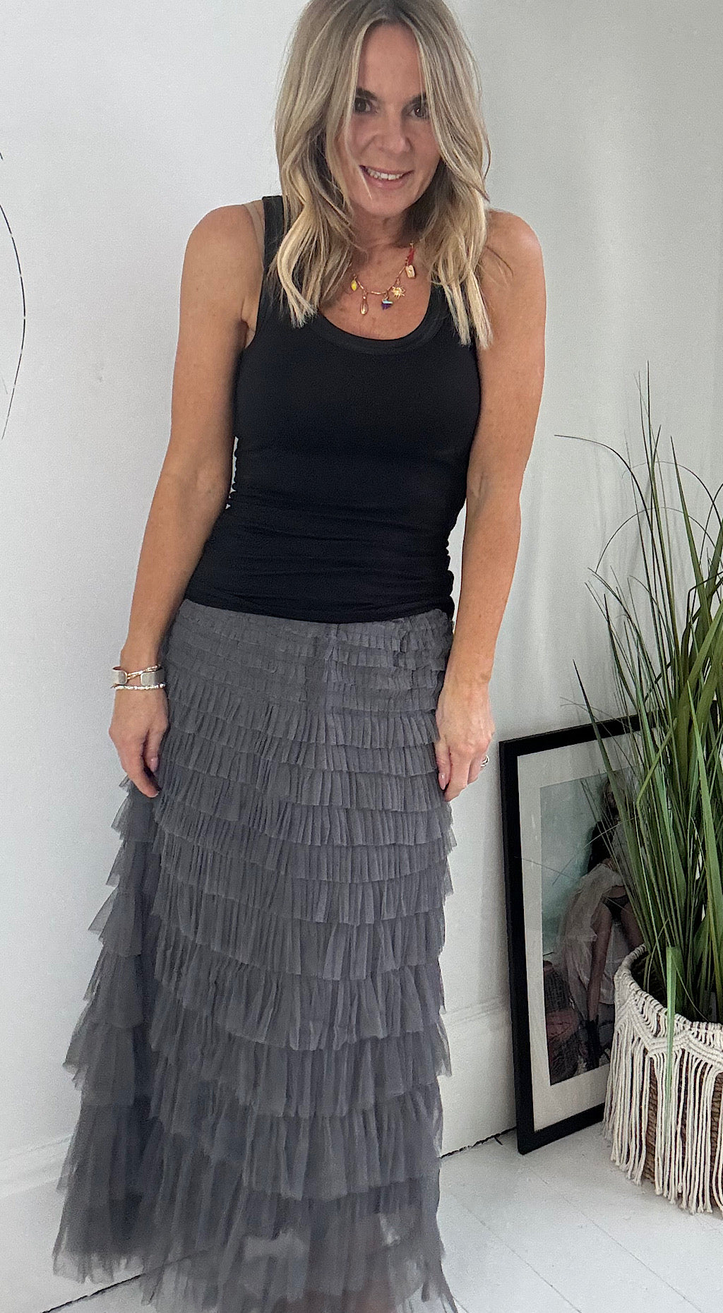 Mesh Tulle Skirt Grey