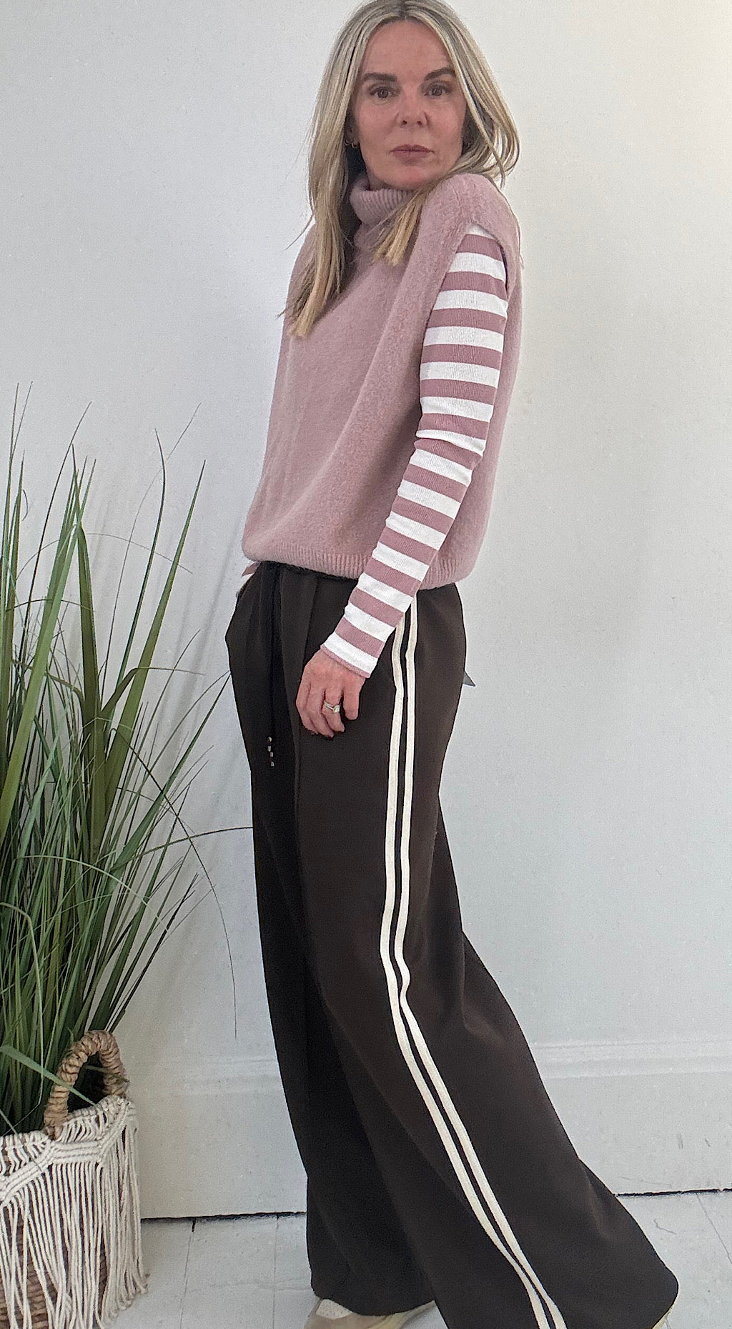 Striped Long Sleeve Top - pink