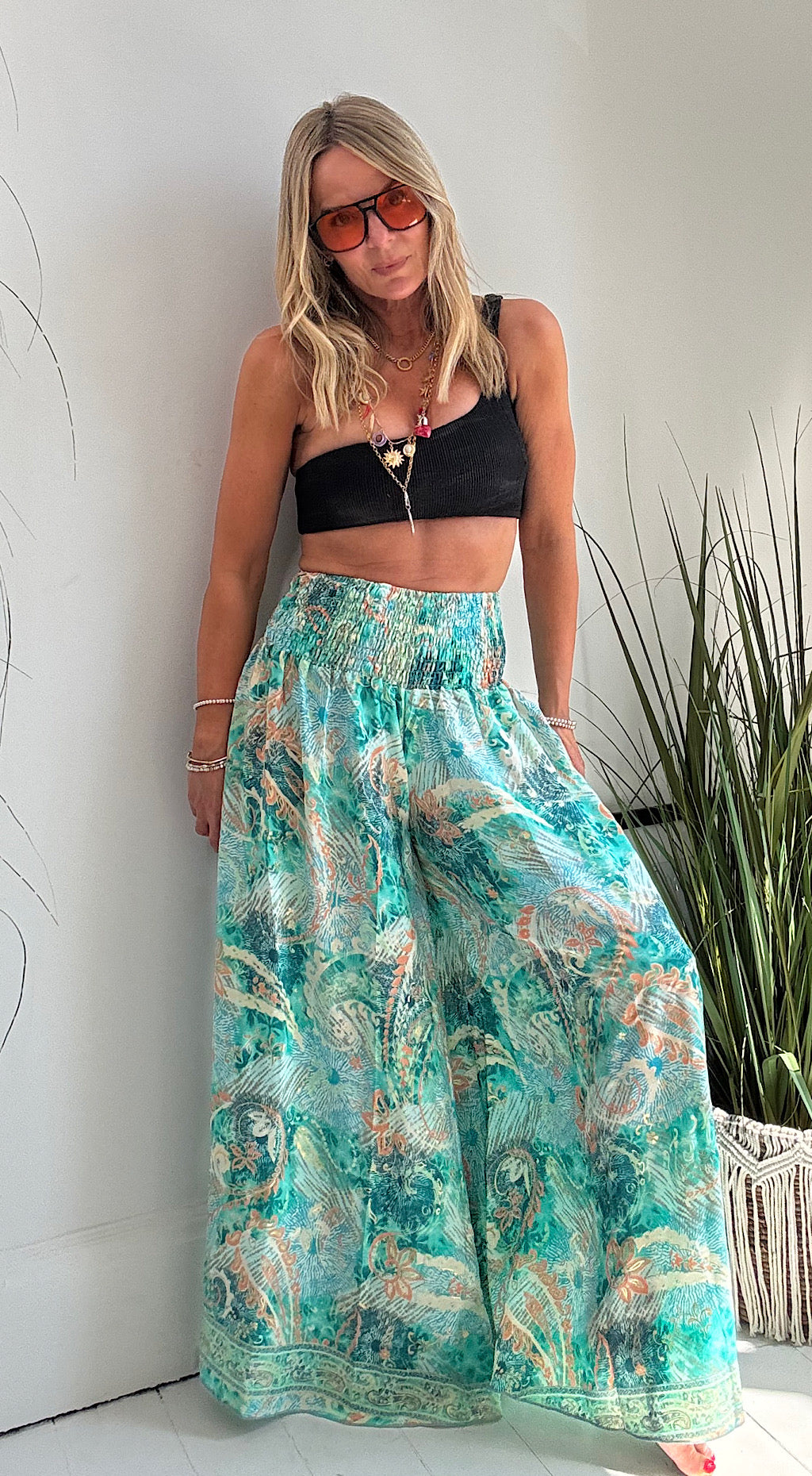 Turquoise Silk Palazzo