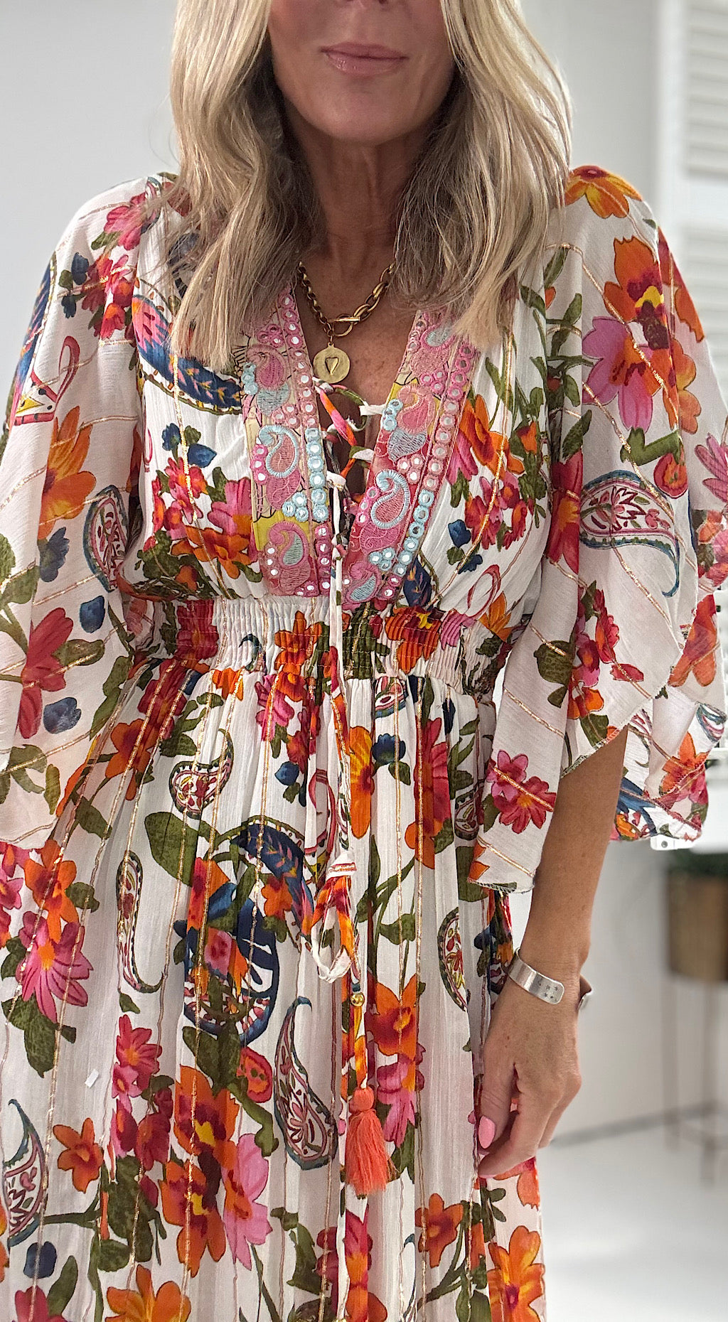 Floral white maxi dress