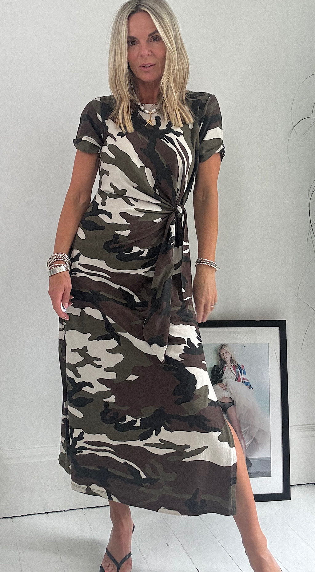 Camo tie side dress