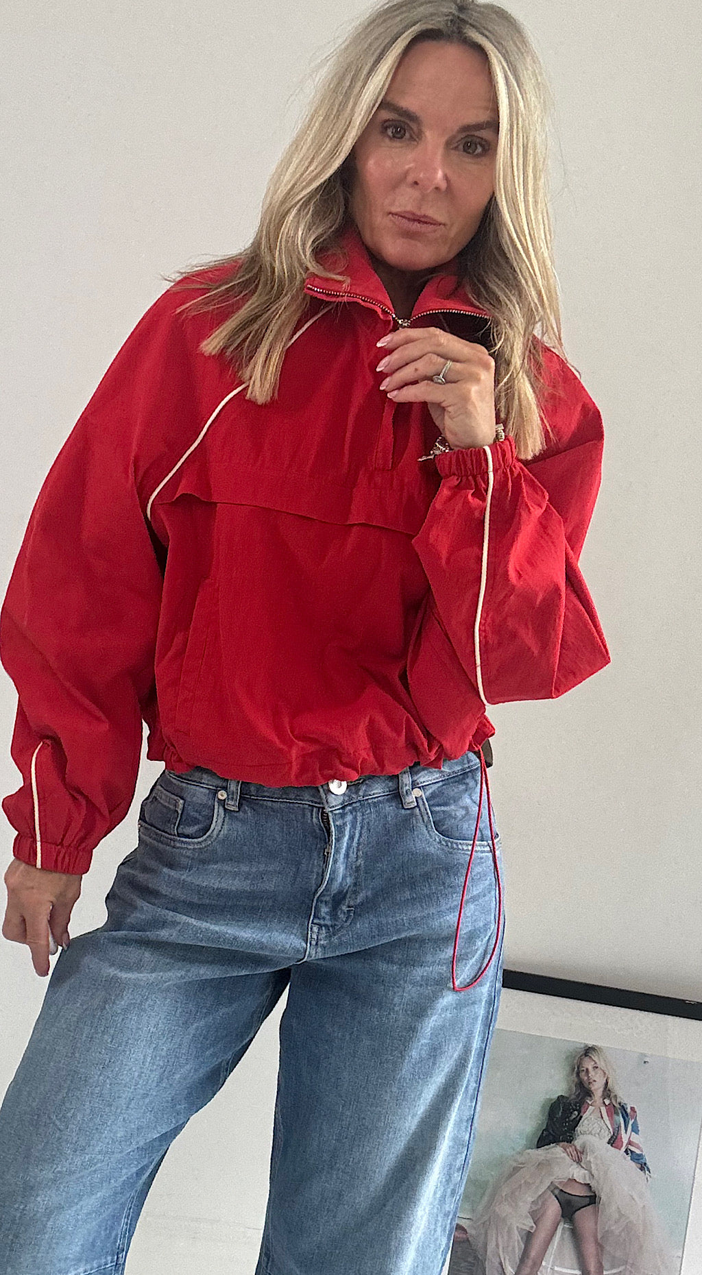 Red 1/2 Zip Jacket