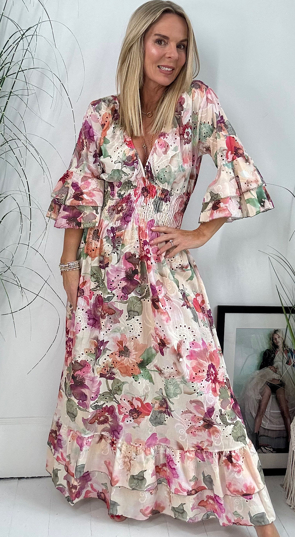 Printed floral maxi dress