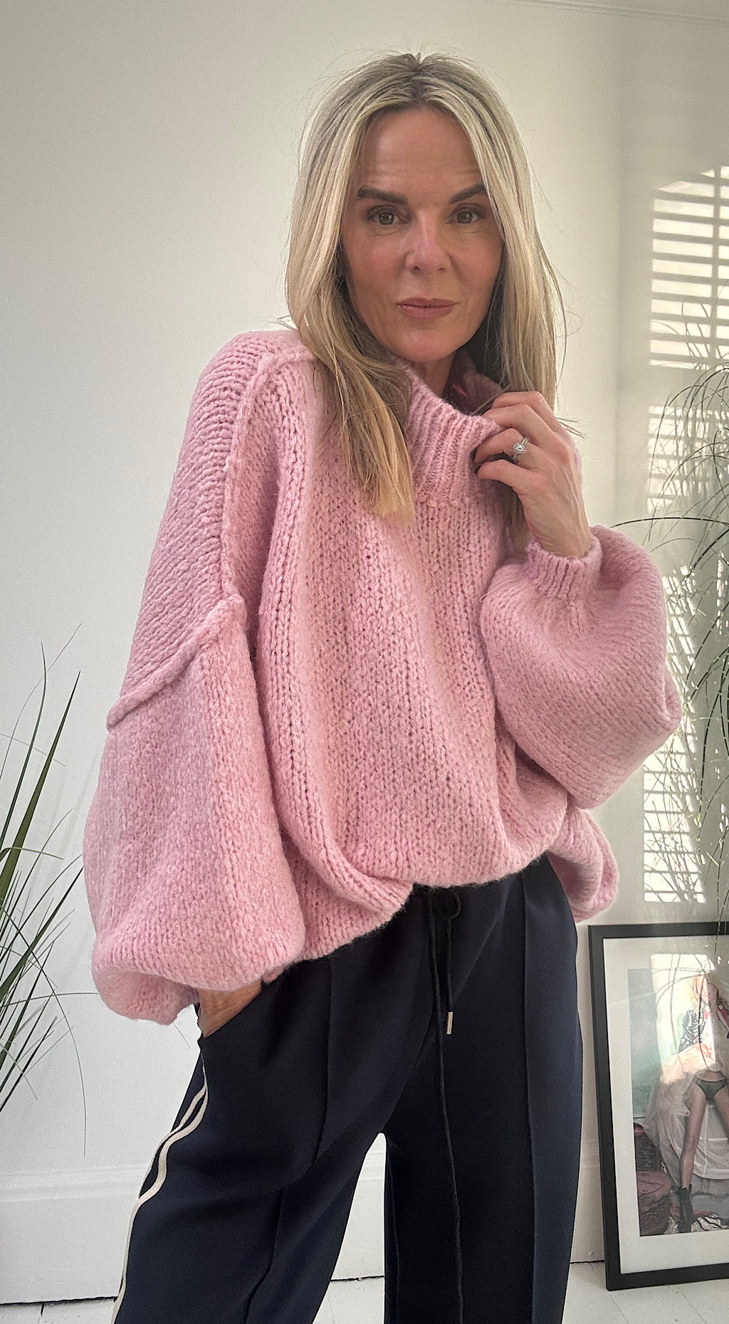 Baloon sleeev knit pink