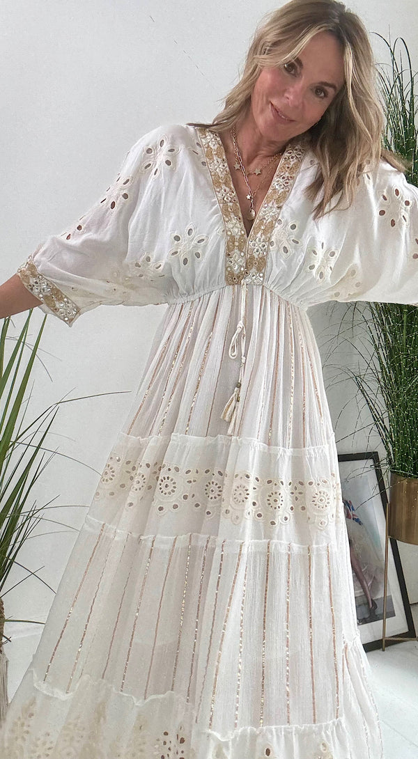 Embroidered Gold Maxi