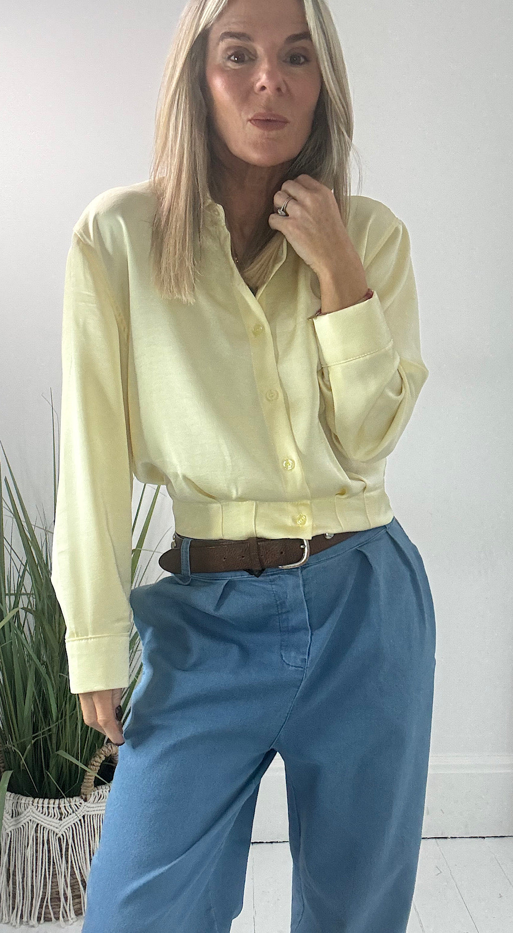 Satin Bomber Shirt - lemon