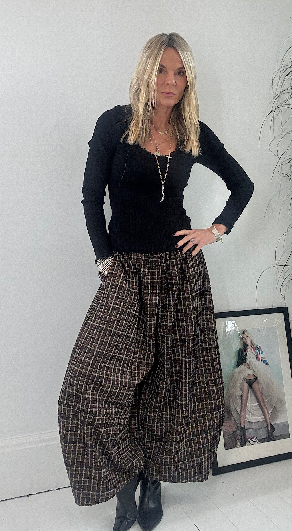 Cocoon Pant - Checked woolen