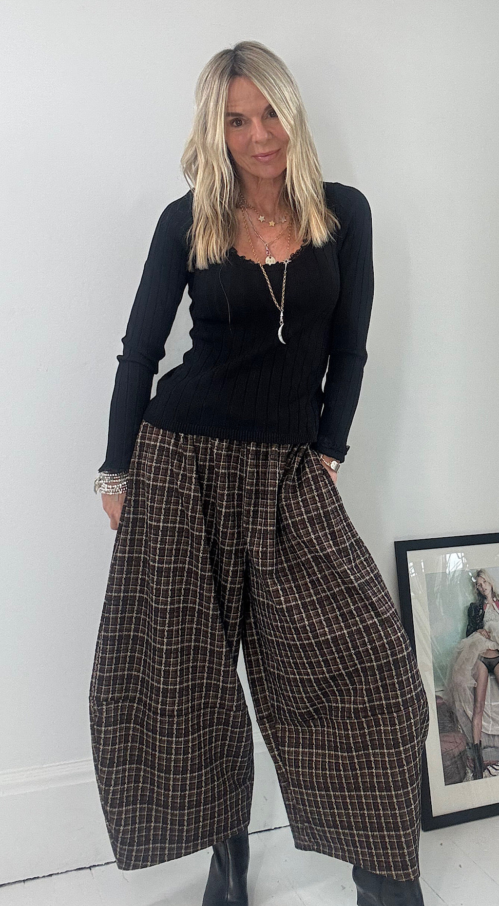 Cocoon Pant - Checked woolen
