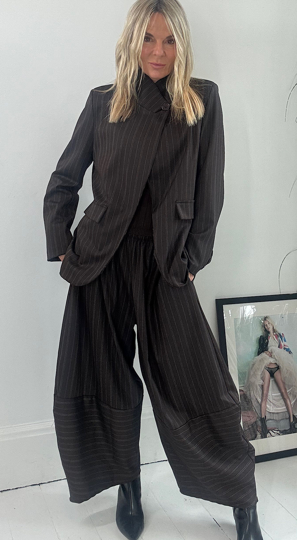 Cocoon Pant - Chocolate Pinstripe