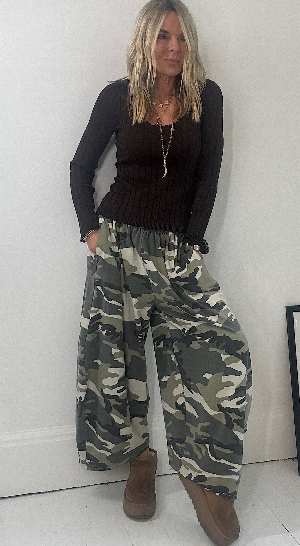 Camo Barrel Leg Pant