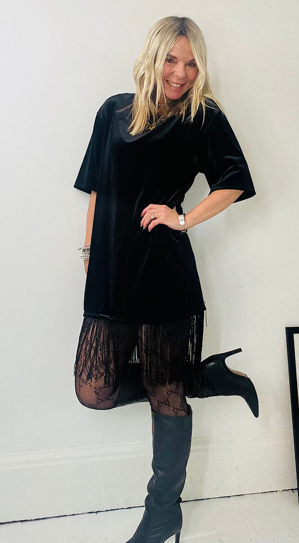 Velvet Tunic Tassel Dress