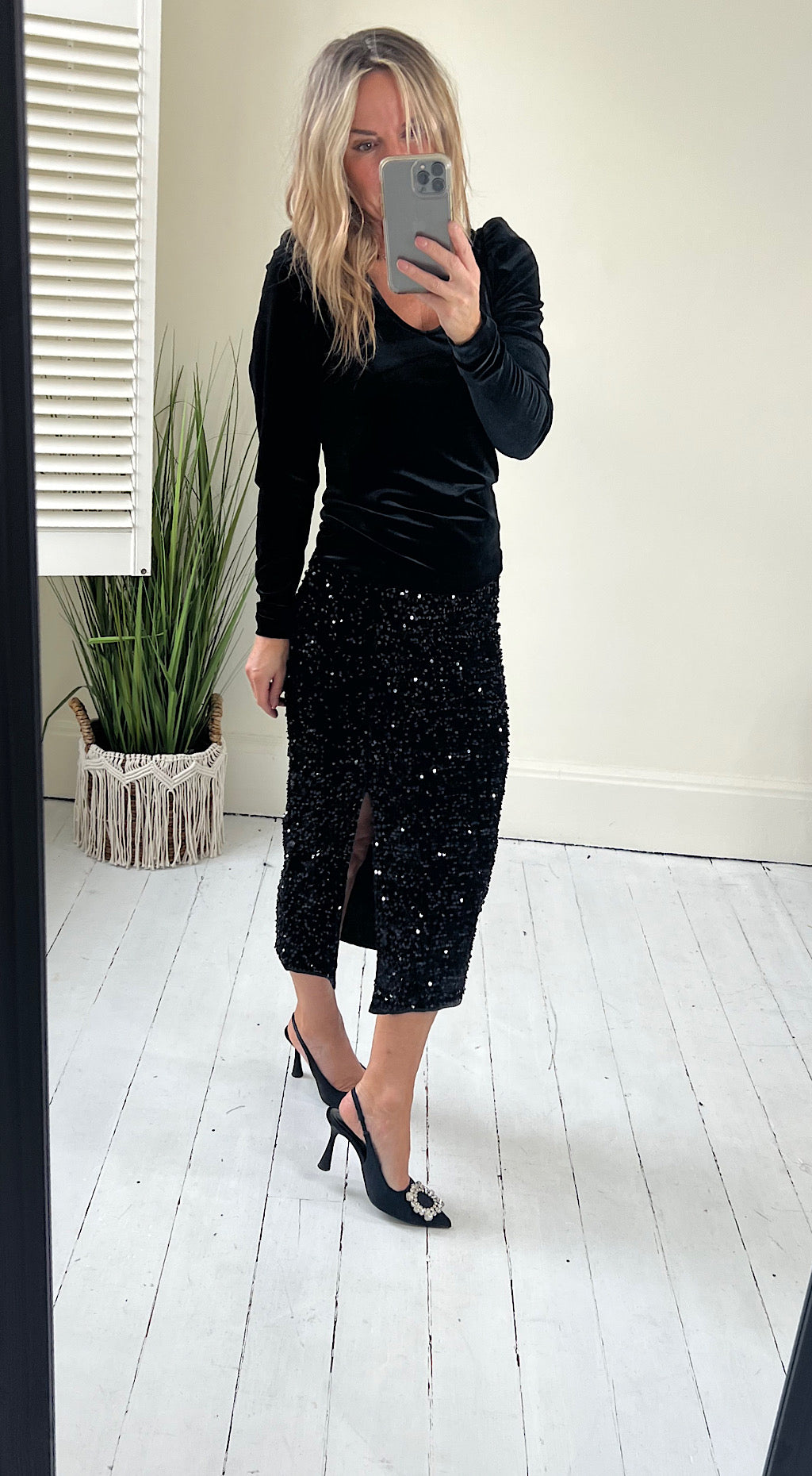 Sulo sequin pencil skirt