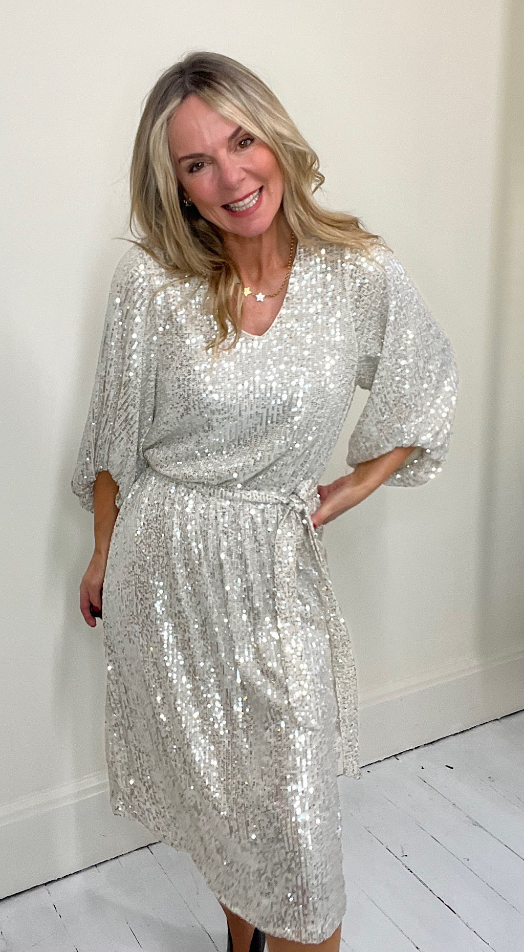 Champagne sequin dress