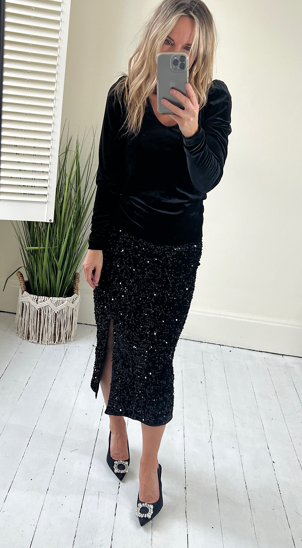 Sulo sequin pencil skirt