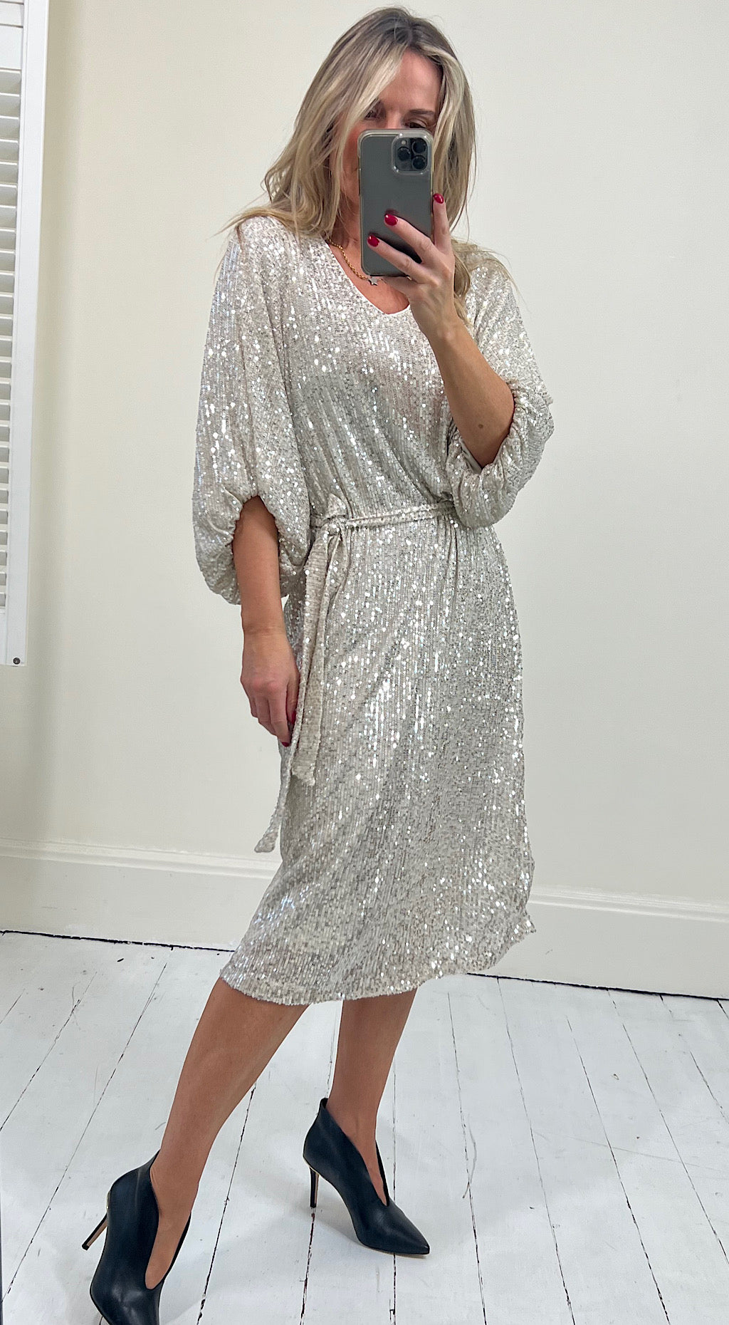 Champagne sequin dress